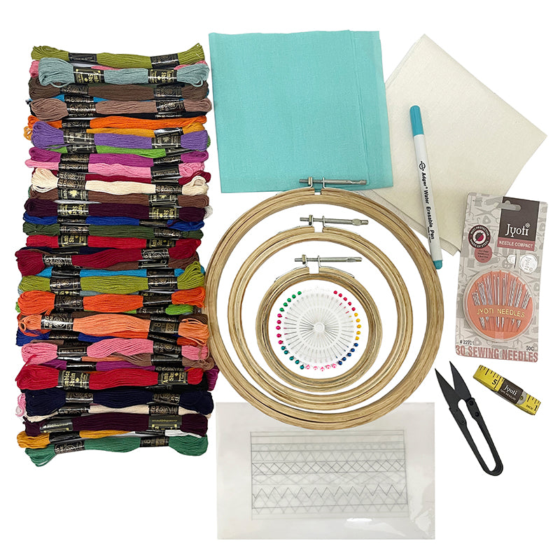 basic Embroidery material kit, hand embroidery material kit, 11 itam in 1 kit