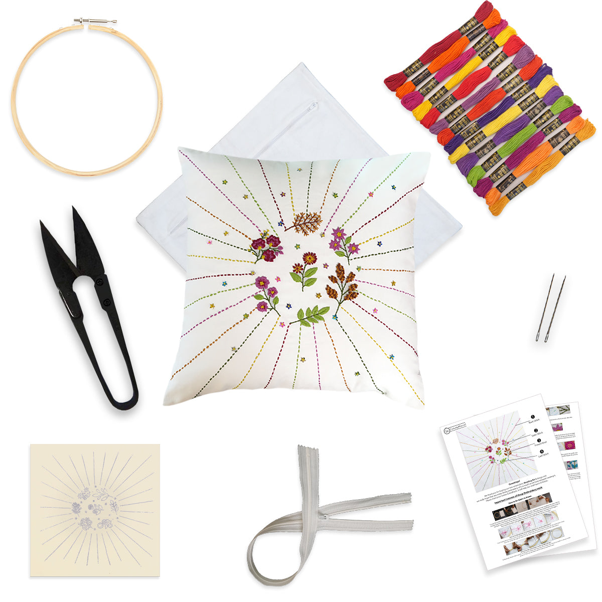 Shop DIY Cushion Cover Embroidery Kit | Create Floral Embroidery for ...