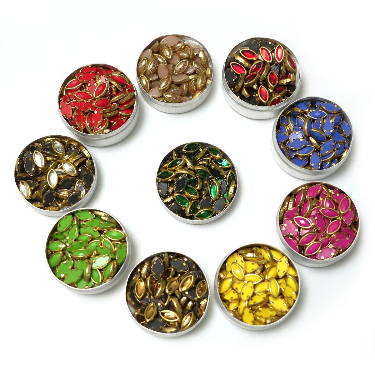 Glass Resin Flat Glue On Kundan Stones Beads for Craft, Jewellery Making, Bangles Work, Maggam work Material, Stones for Embroidery work, Aari work