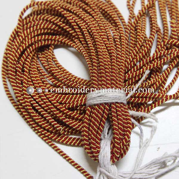 Double Twisted French Wire in Gold/Ruby Red Colour