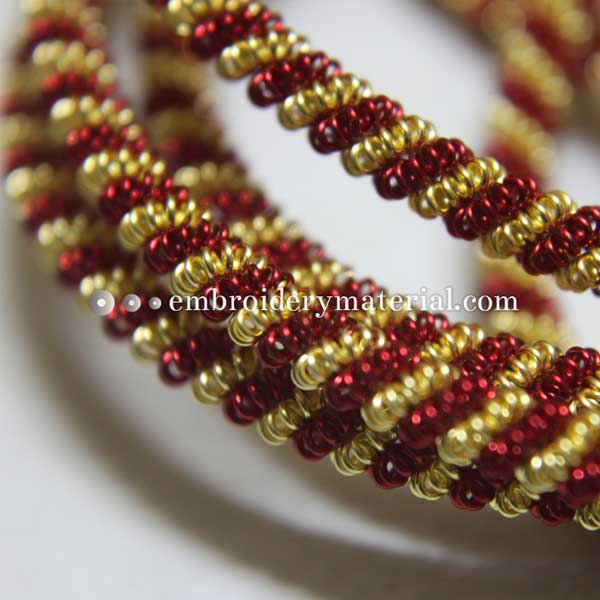 Double Twisted French Wire in Gold/Ruby Red Colour