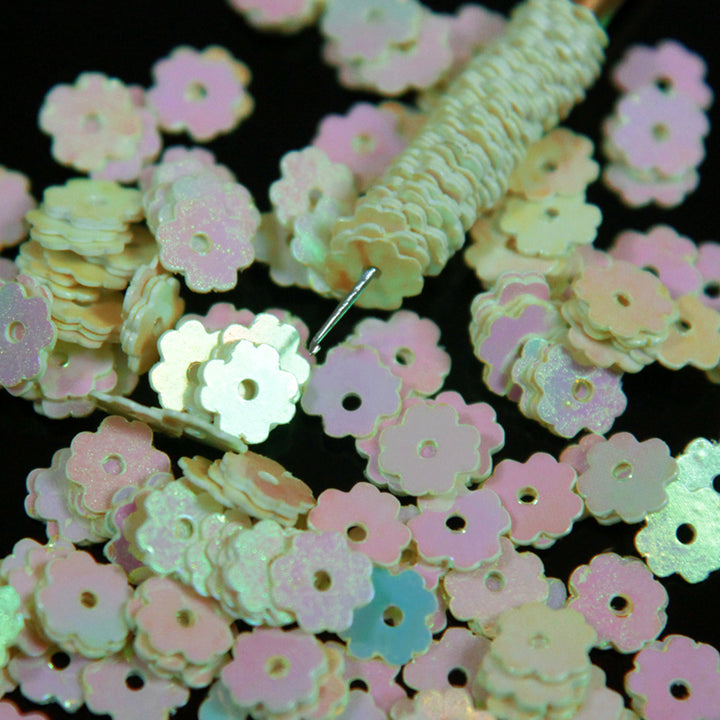 Flower Shape Centre Hole Yellow Color Sequins