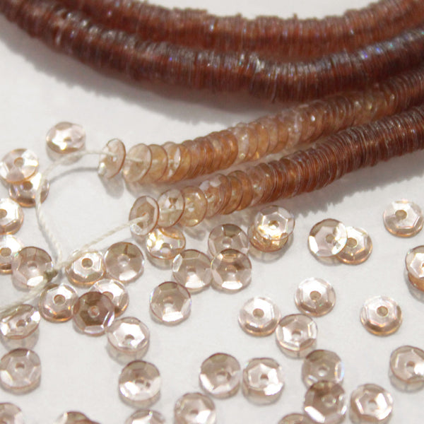 4MM, French Cut Old Rose Color Sequins Strand - EMB3095