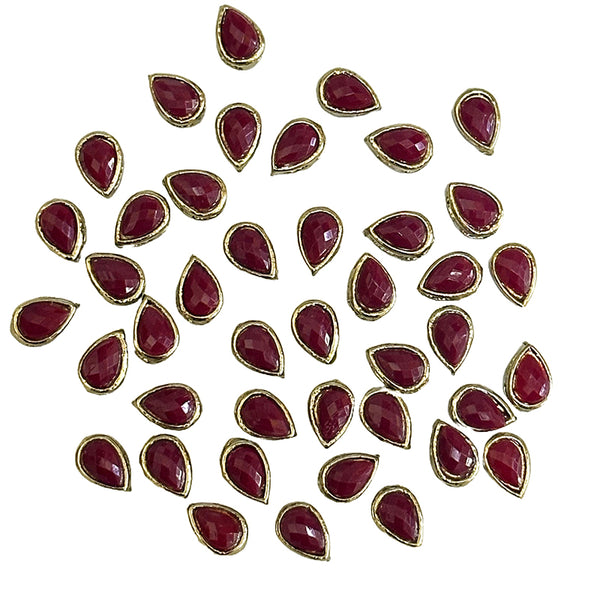 EMBKS5356 (Maroon Color Tear Drop Shape Kundan Stones)