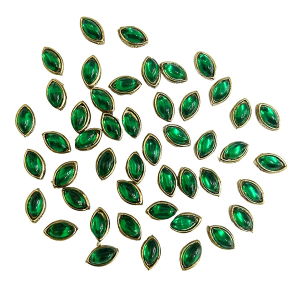 Green boat shape Kundan stone