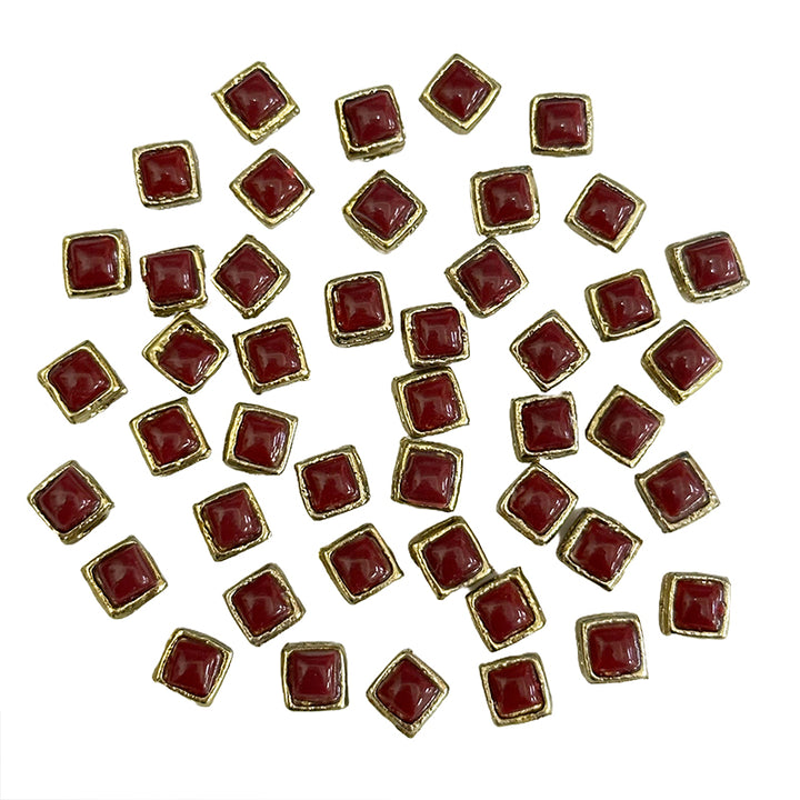  Maroon square shape Kundan stone for head chain