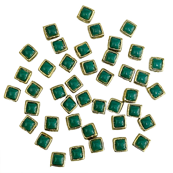 EMBKS5363 (6MM Teal Green Color Square Shape Kundan Stones)