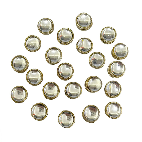 EMBKS5422 (9MM Silver Color Round Shape Kundan Stones)