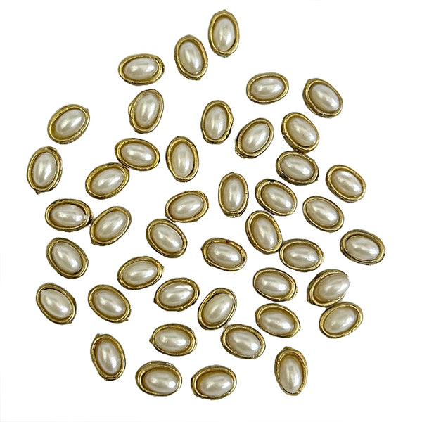 EMBKS5432 (5x7MM Cream Color Oval Shape Kundan Stones)