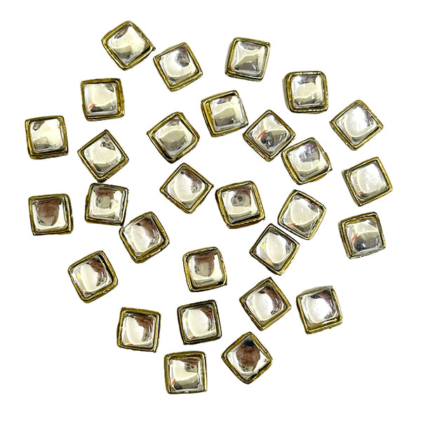 EMBKS5434 (8MM Silver Color Square Shape Kundan Stones)