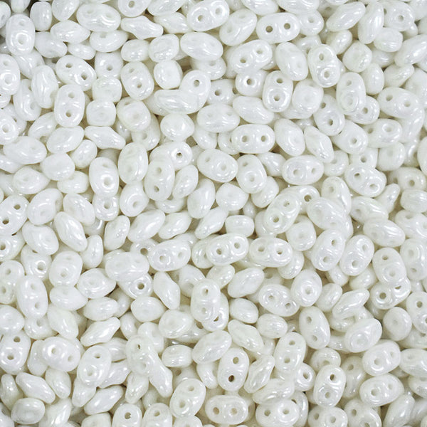 White Czech Superduo Beads