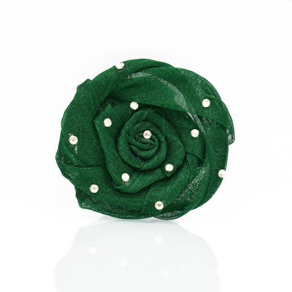 Forest Green color big fabric flower wholesale