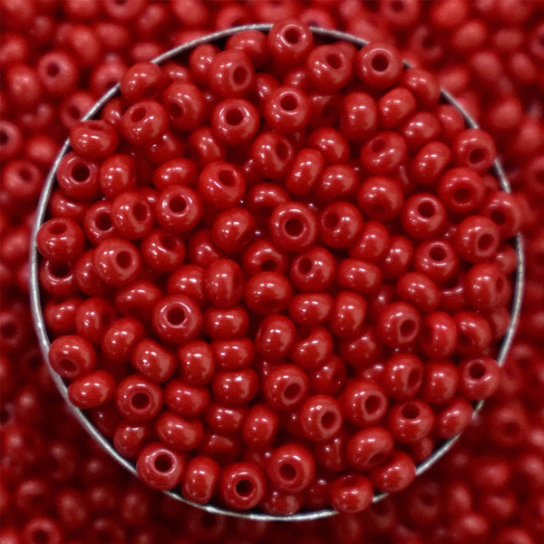 8/0 Seed Beads in Cherry Red Color