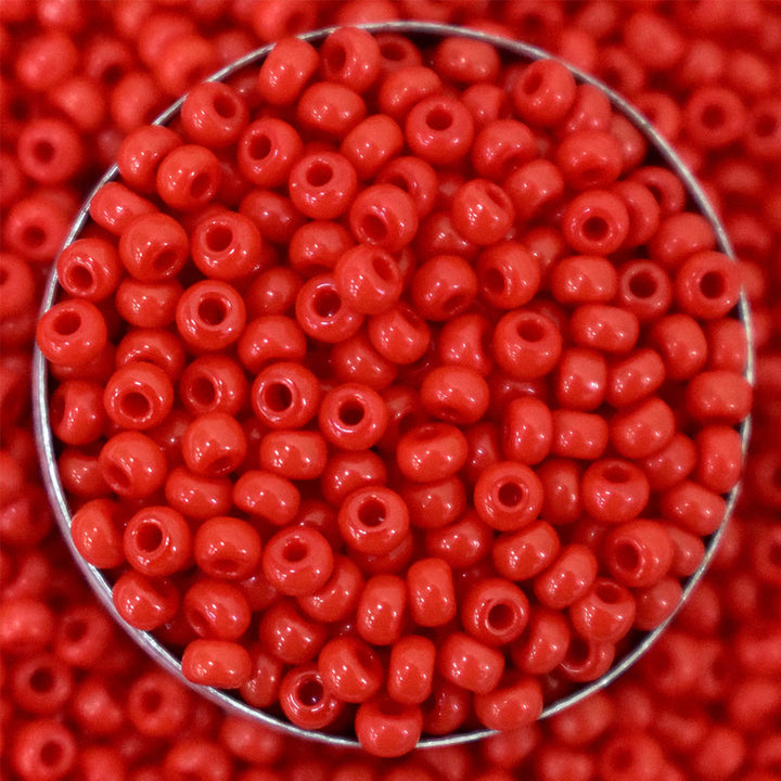 8/0 Seed Beads in Tomato Red Color