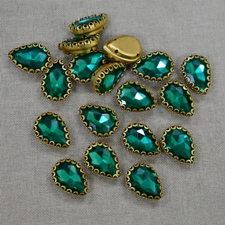 Teal Green Color Sew on Glass Crystal Stone