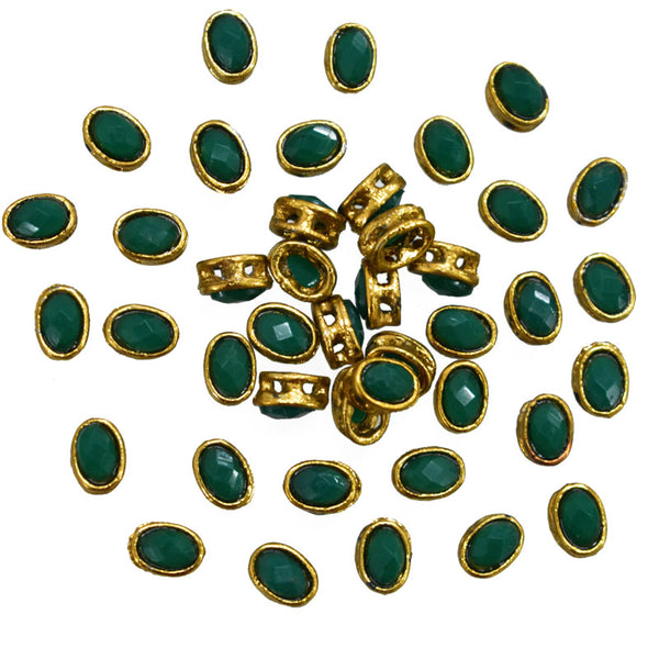 Dark Green Color Kundan Stone