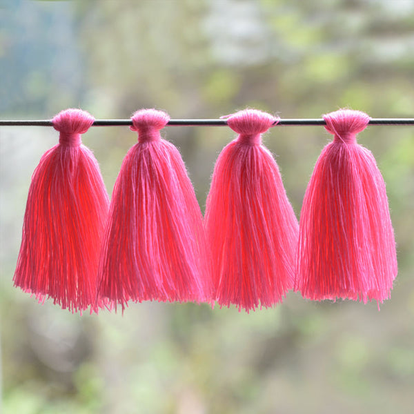 Neon Pink color Cotton Tassels