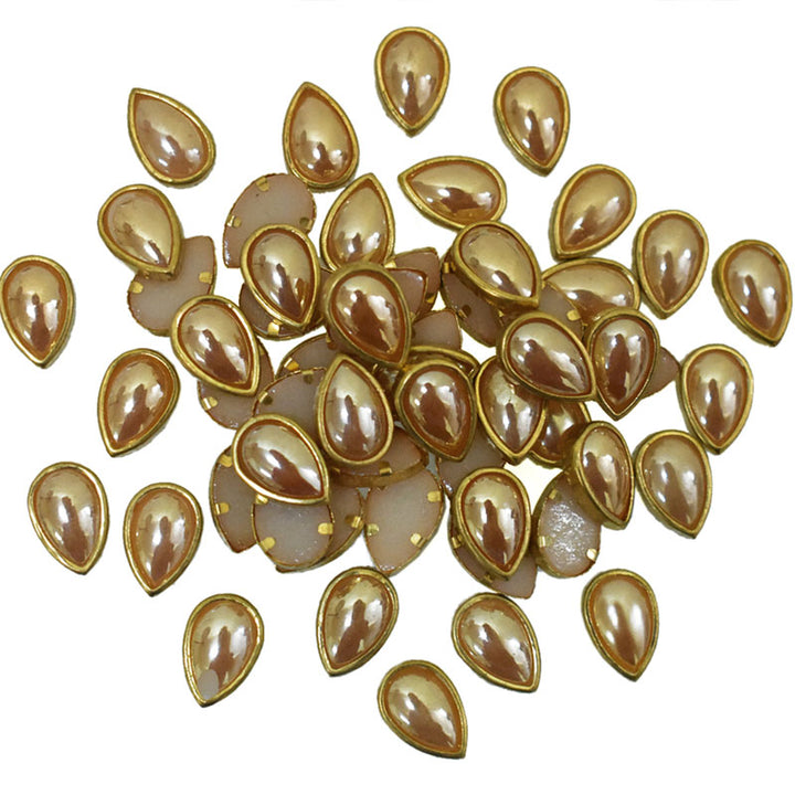 Creamy Gold Color flat back Kundan Stone