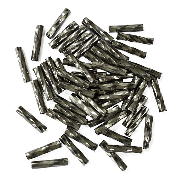 12MM Grey Color Twisted Bugle Beads