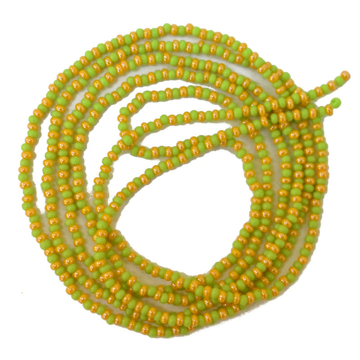 Seed Bead Strings in Light Green and Orange Color 