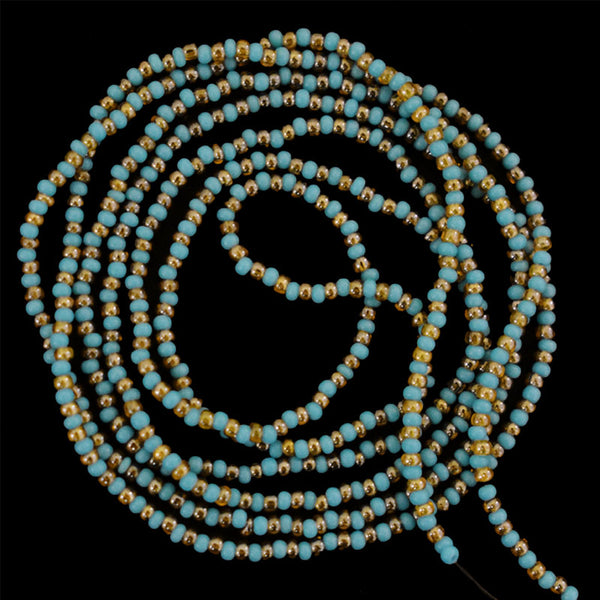 Seed Bead Strings in Sky Blue and Creamy Gold Color 