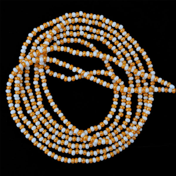 Seed Bead Strings in White and Orange Color 