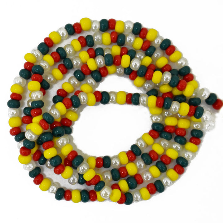 Seed Bead Strings in Teal Green, Tomato Red, Water Drop and Lemon Yellow Color 