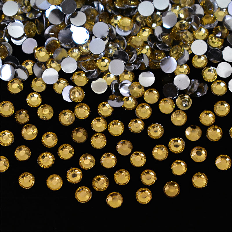 Buy now 4mm flat back Gold color glue on rhinestones ...