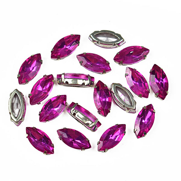  Magenta Color Sew on Glass Crystal Stone