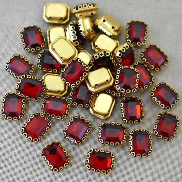 Dark Red Color Sew on Glass Crystal Stone