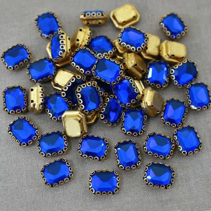 sapphire Color Sew on Glass Crystal Stone