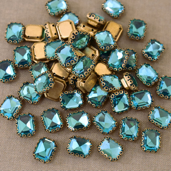 Aqua Blue Color Sew on Glass Crystal Stone