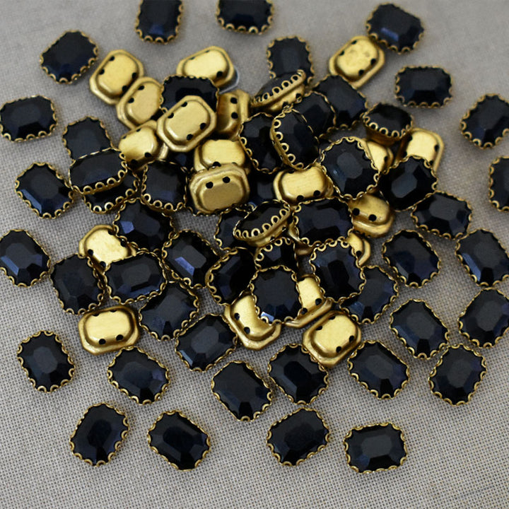 Black Color Sew on Glass Crystal Stone