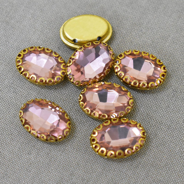 Peach Color Sew on Glass Crystal Stone