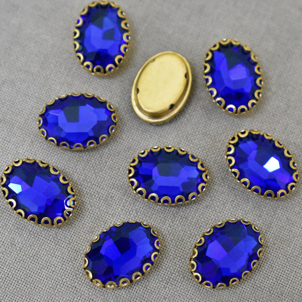 Sapphire Color Sew on Glass Crystal Stone