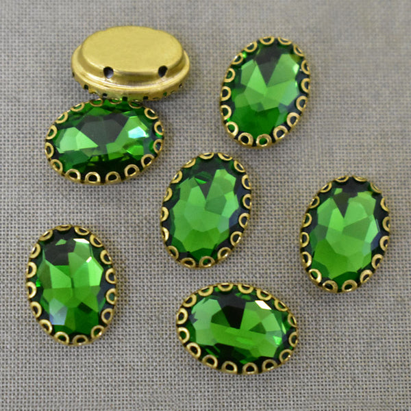 Green Color Sew on Glass Crystal Stone