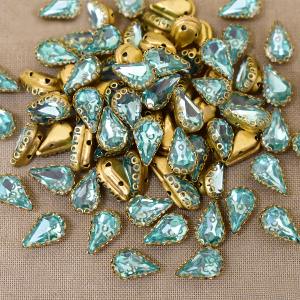  Light Aqua Blue Color Sew on Glass Crystal Stone