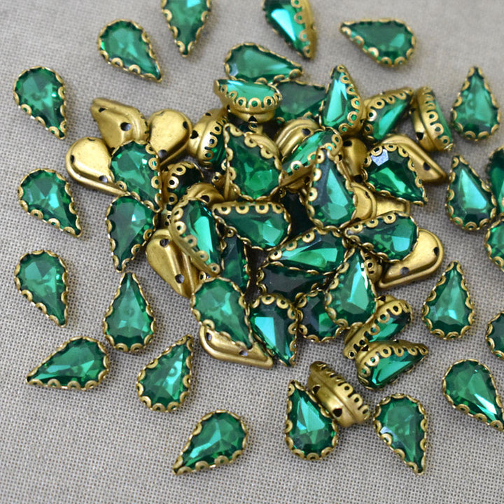Teal Green Color Sew on Glass Crystal Stone