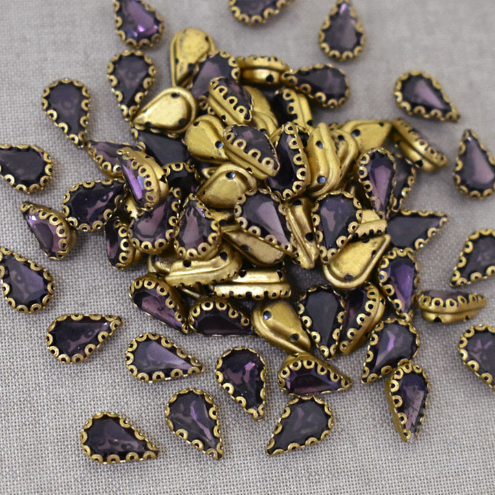 Plum Color Sew on Glass Crystal Stone