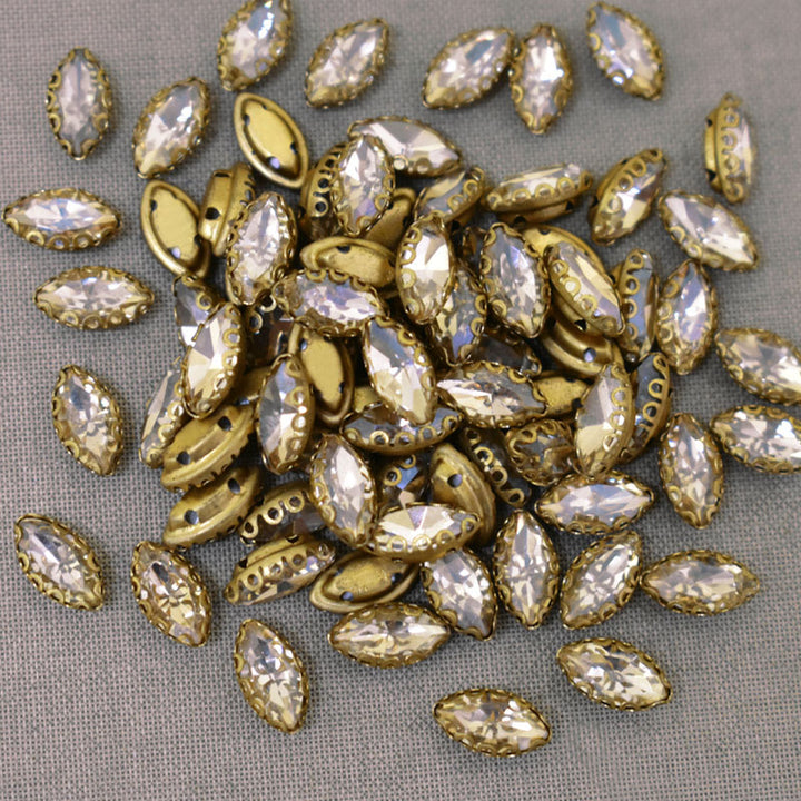 Pale Gold Color Sew on Glass Crystal Stone
