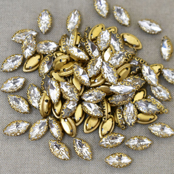 Clear Color Sew on Glass Crystal Stone