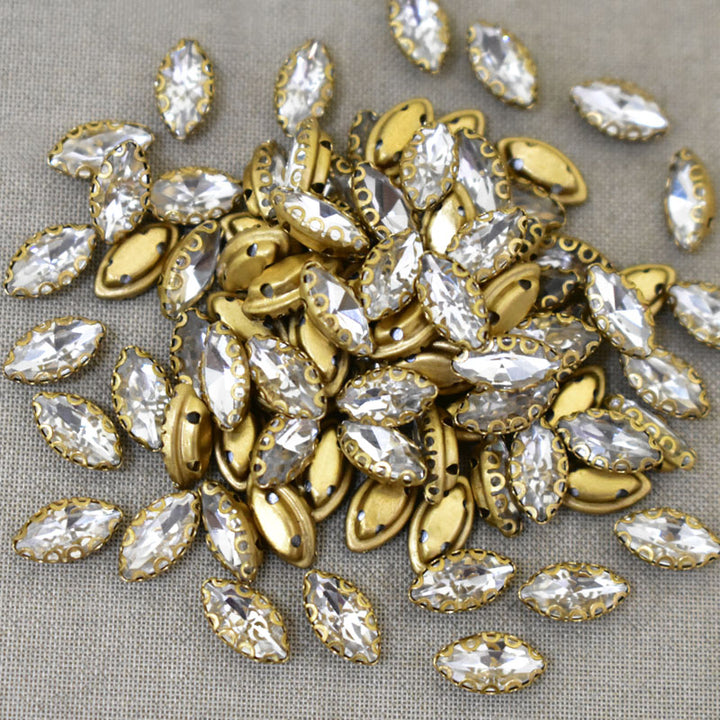 Clear Color Sew on Glass Crystal Stone
