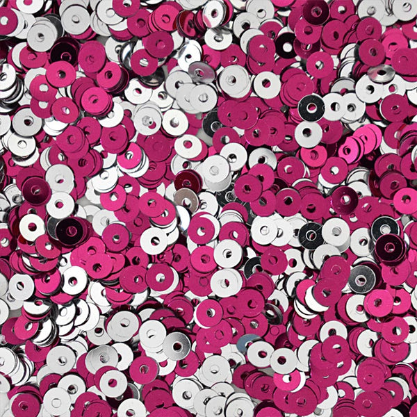 Magenta and Silver round shape sequins