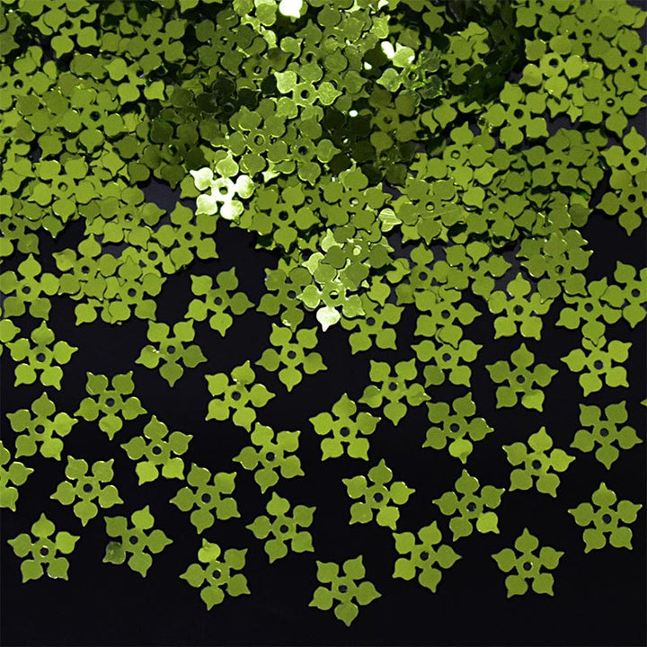 Green Color Flower Sequins