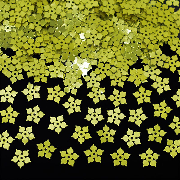 Chartreuse Yellow Color Flower Sequins