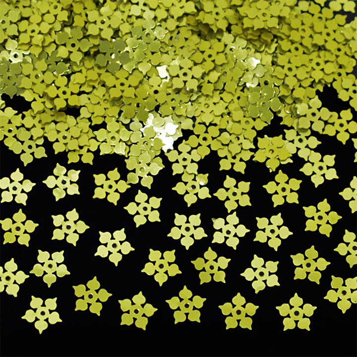 Chartreuse Yellow Color Flower Sequins