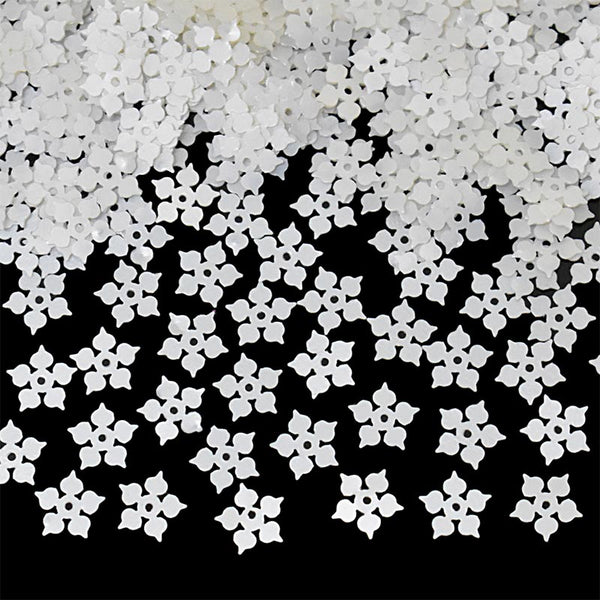 Off White Color Flower Sequins