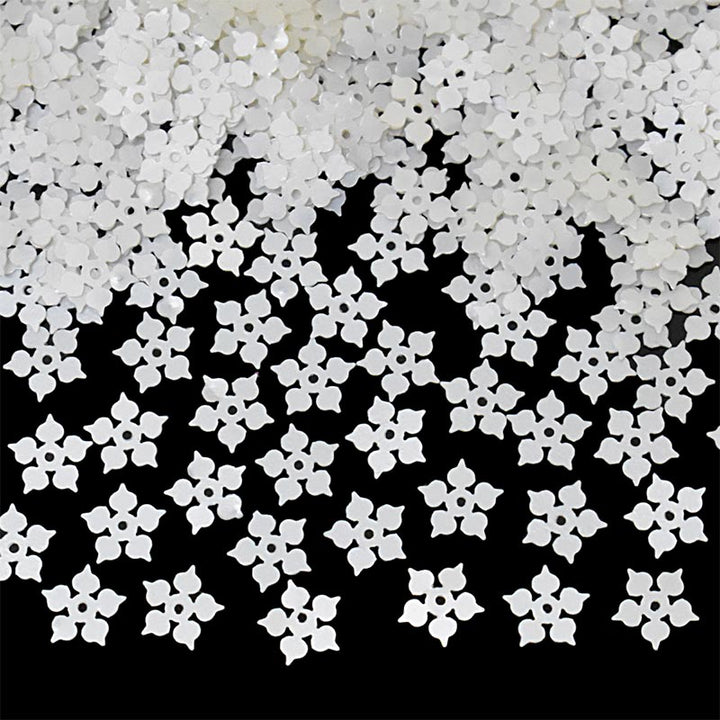 Off White Color Flower Sequins