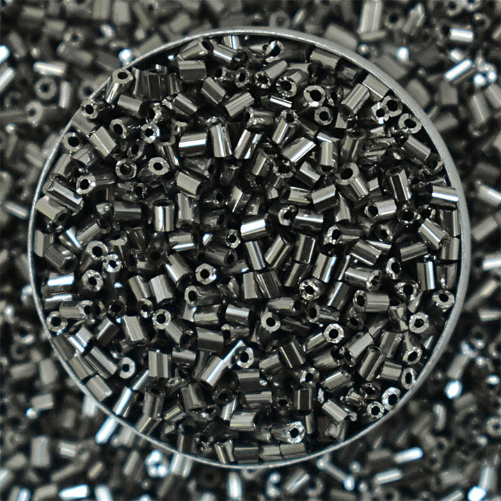 Grey Color Cut Cylinder Beads