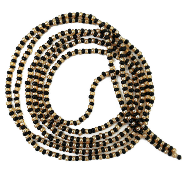 Seed Bead Strings in Black and Creamy Gold Color 